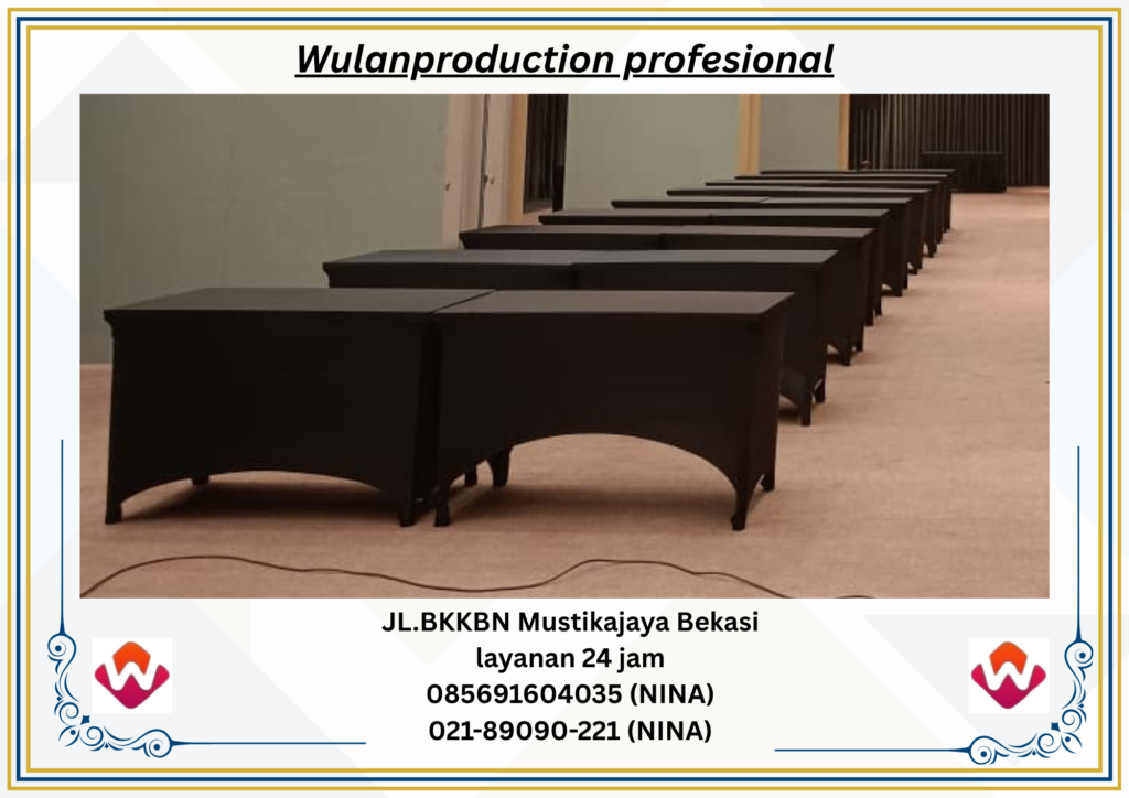 Sewa Meja Ibm HPL Dan Meja IBM Cover Stretch Hitam Bekasi