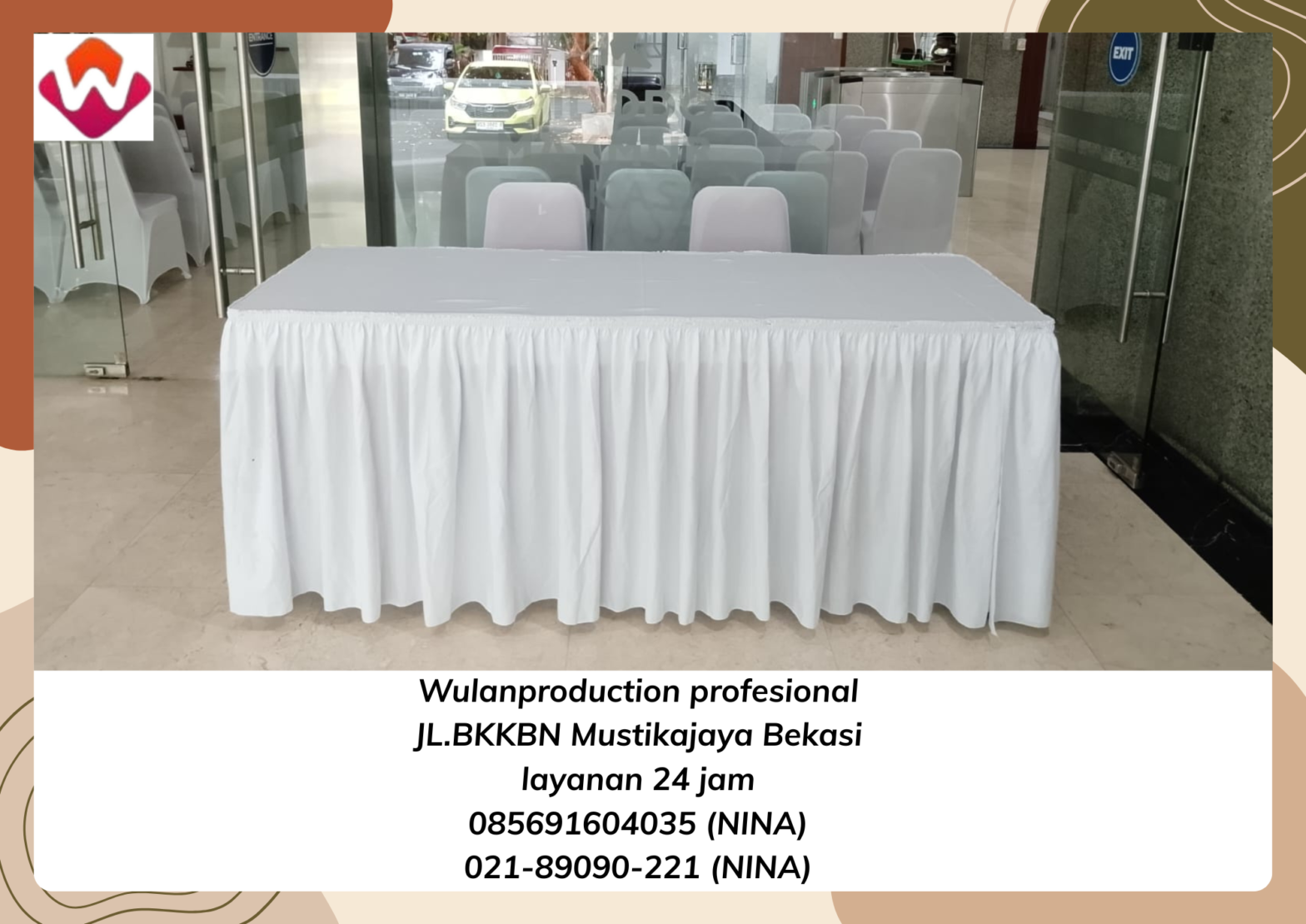 Sewa Meja Kotak Cover Skirting Area Cibubur Jakarta Timur