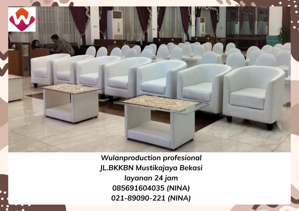 Sewa Sofa Putih Type Oval Meja Kaca VIP Area Depok