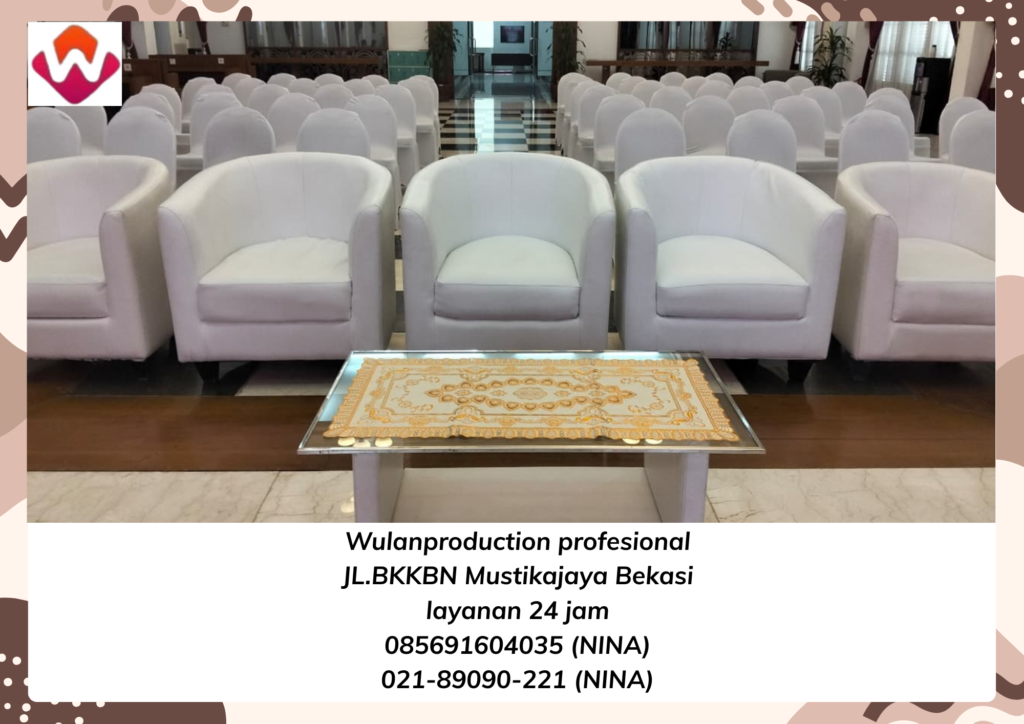 Sewa Sofa Putih Type Oval Meja Kaca VIP Area Depok