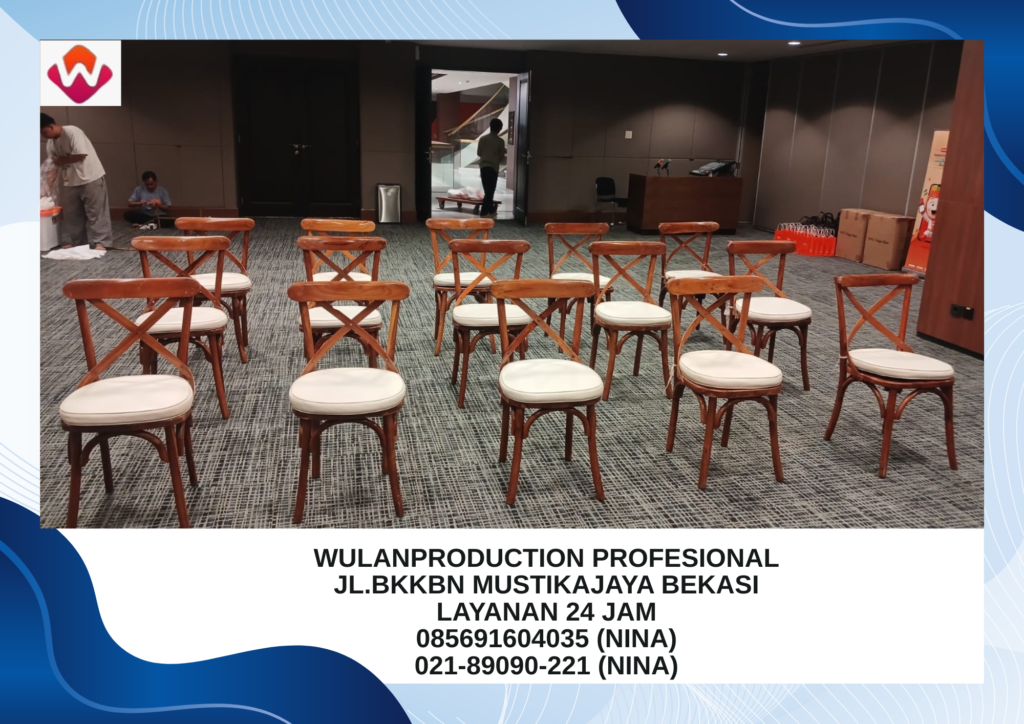 Rental KURSI CROS BACK dan MEJA IBM Cover Putih Jakarta
