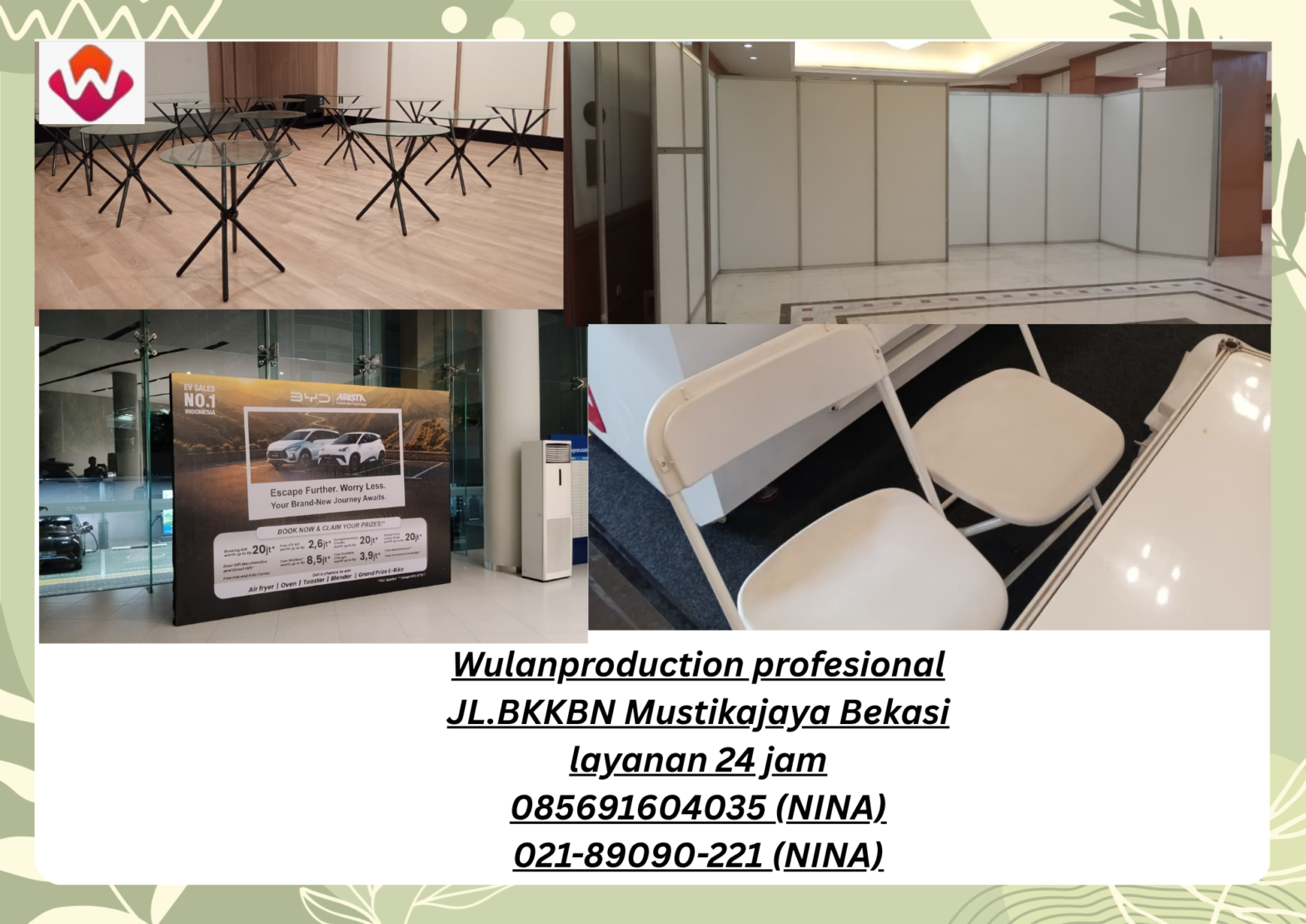 Sewa PARTISI BACKDROP KURSI LIPAT MEJA KACA Bekasi