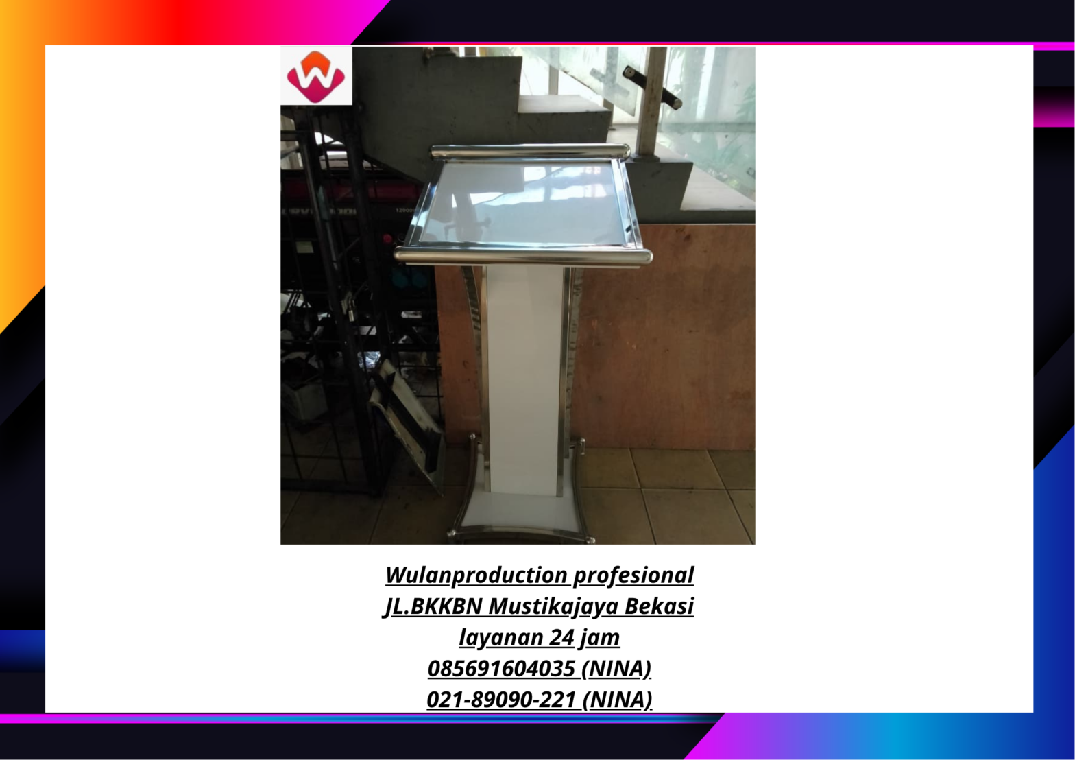 Sewa PODIUM Vip Putih Frame Stainless Jakarta