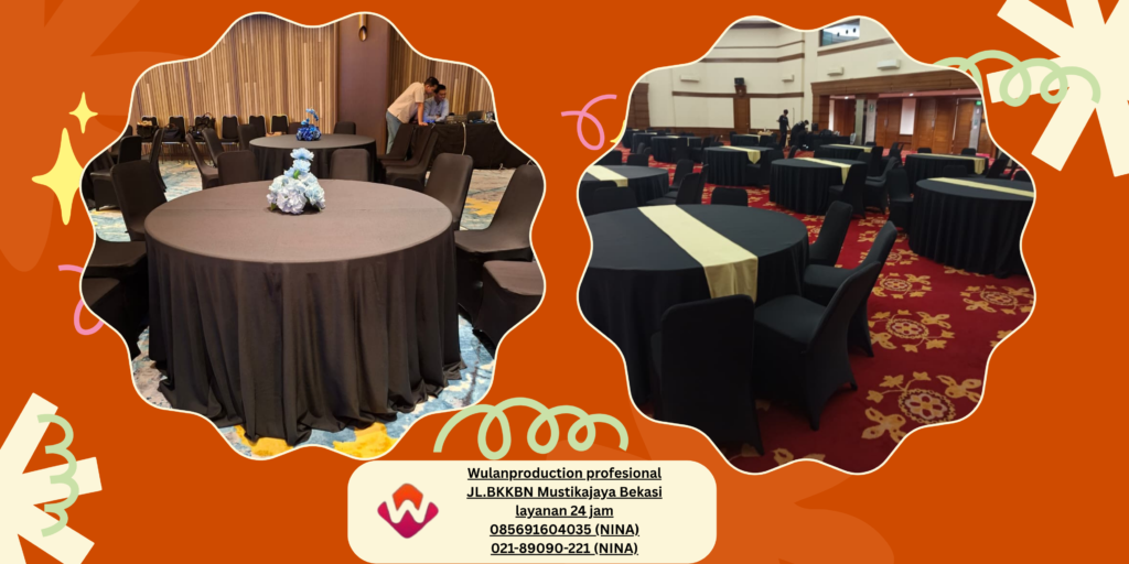 Sewa ROUND TABLE KURSI Event Cover Hitam Bekas