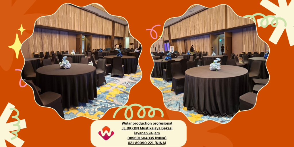 Sewa ROUND TABLE KURSI Event Cover Hitam Bekas