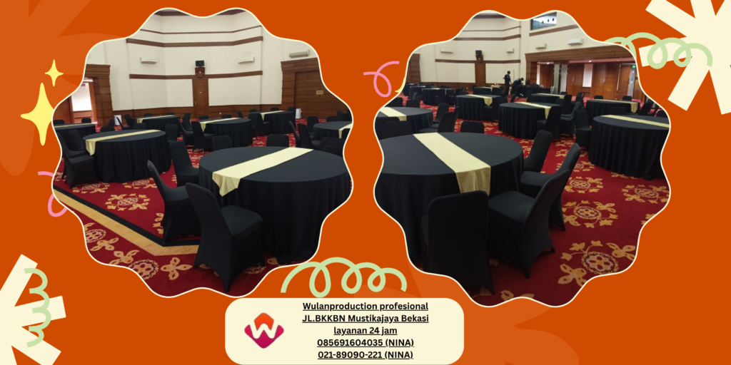 Sewa ROUND TABLE KURSI Event Cover Hitam Bekas