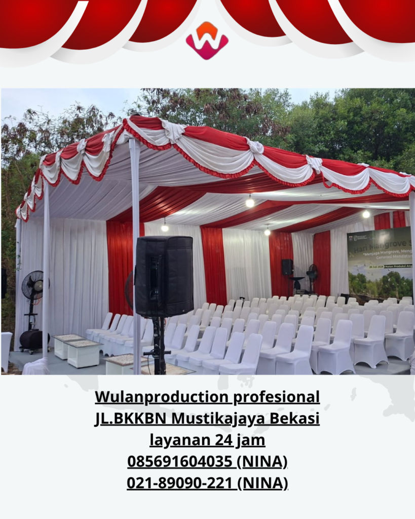 Sewa TENDA Dekorasi Kain Putih Merah Depok