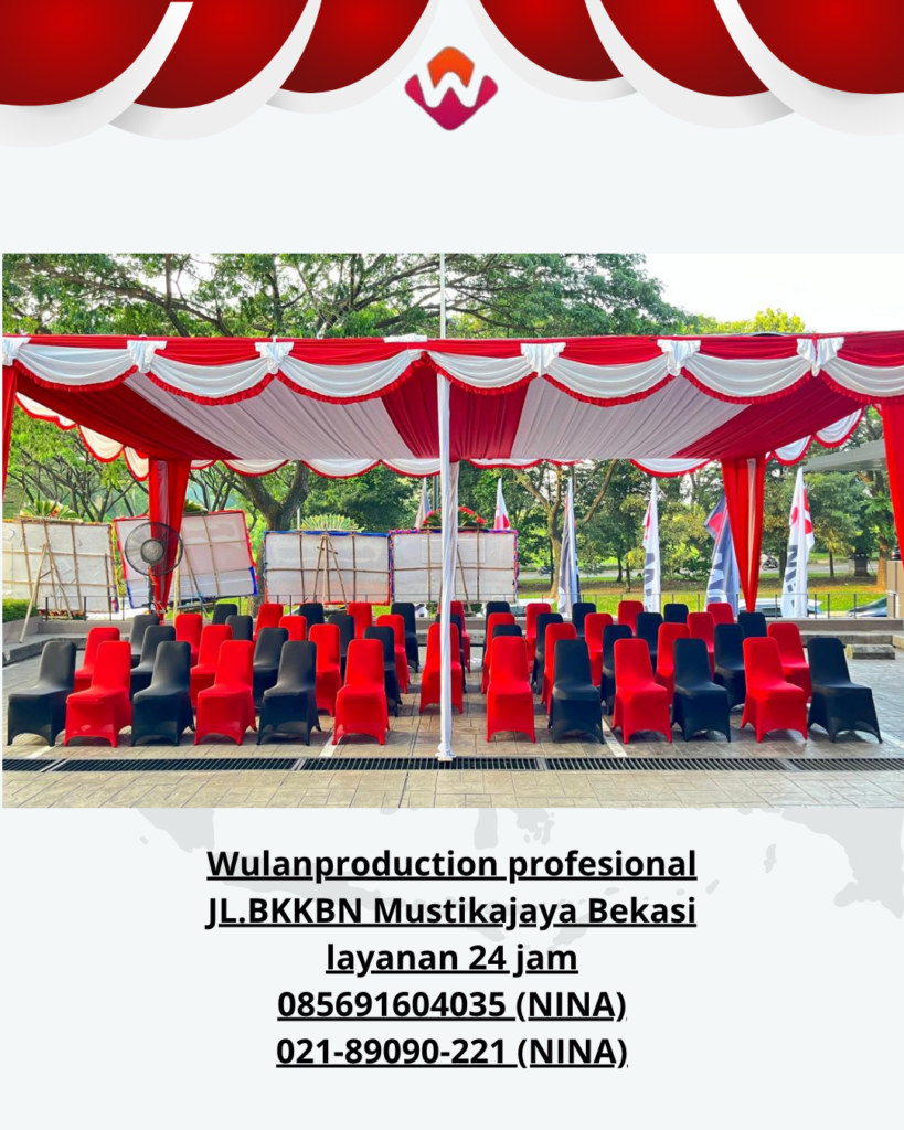 Sewa TENDA Dekorasi Kain Putih Merah Depok