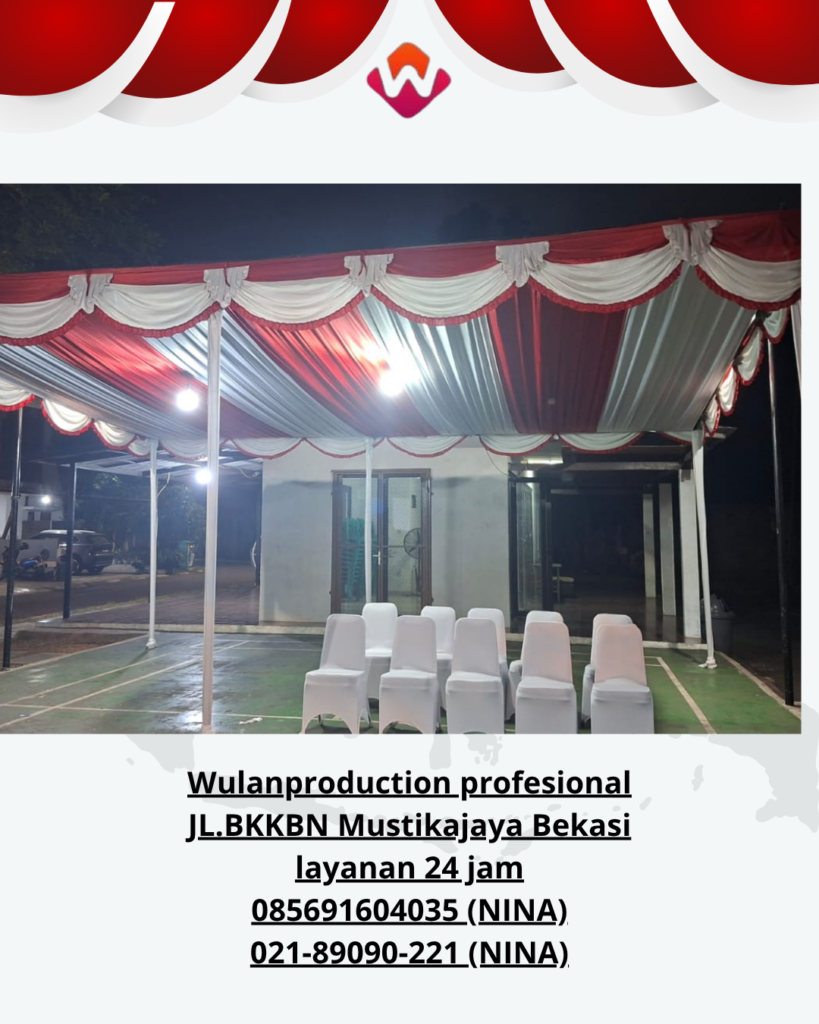 Sewa TENDA Dekorasi Kain Putih Merah Depok