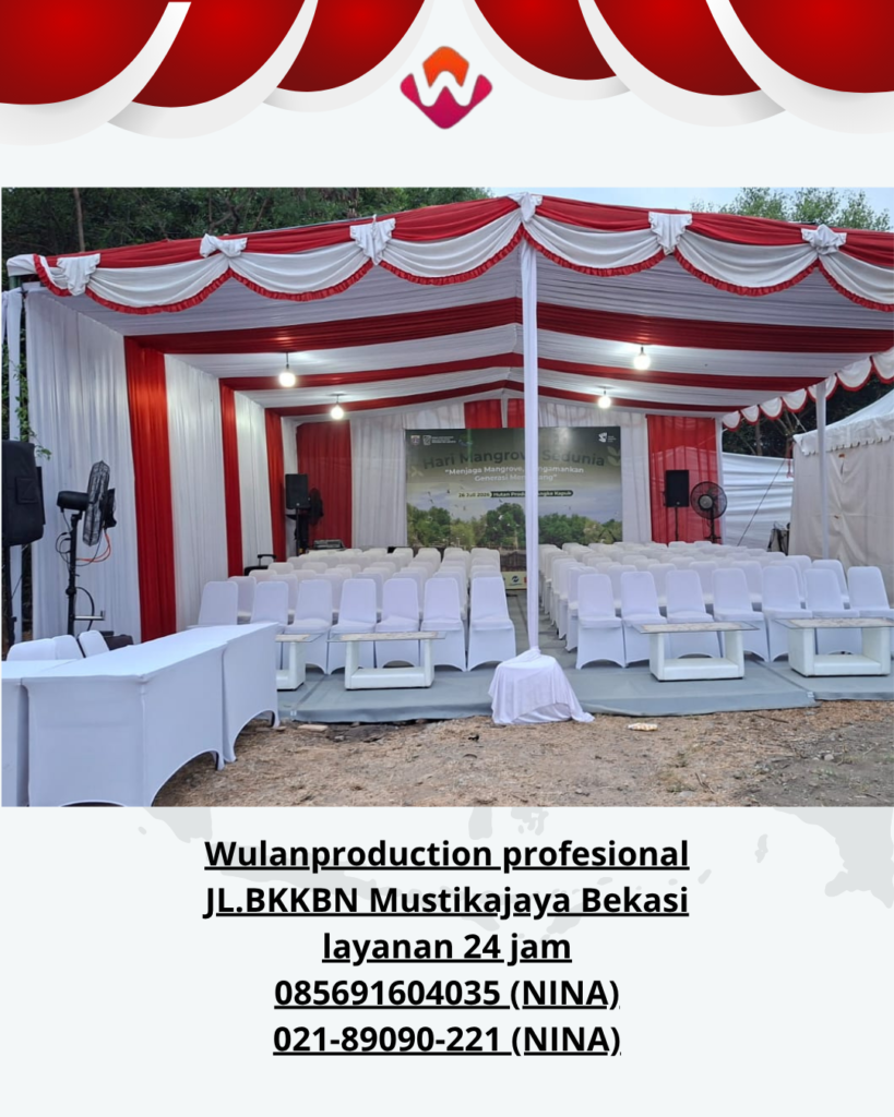 Sewa TENDA Dekorasi Kain Putih Merah Depok