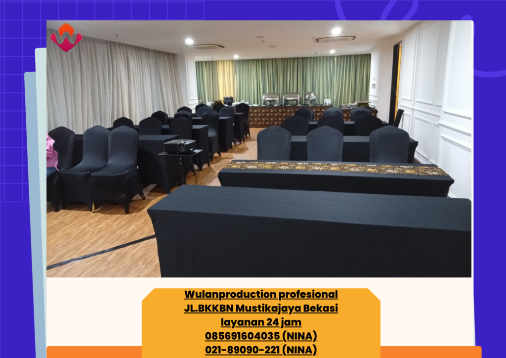 Sewa MEJA IBM Dan KURSI Cover Hitam ALAT CATERING Jakarta