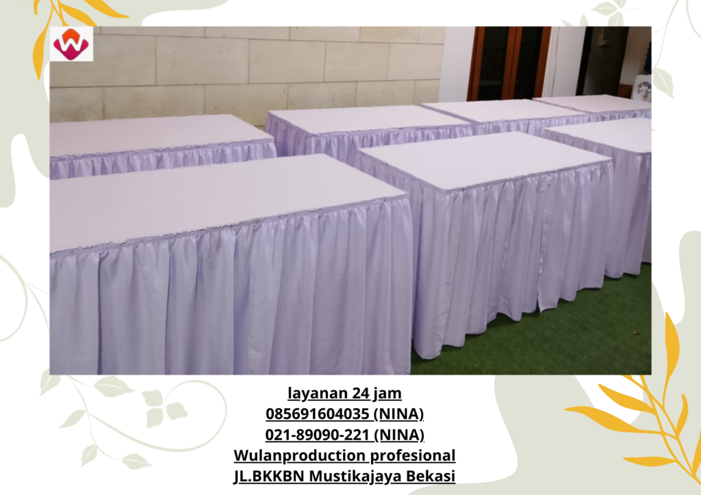 Sewa MEJA KOTAK Cover Taplak Meja Skirting Putih Jakarta Selatan