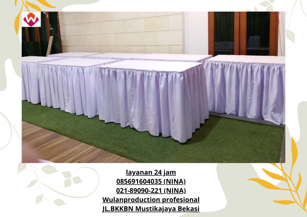 Sewa MEJA KOTAK Cover Taplak Meja Skirting Putih Jakarta Selatan