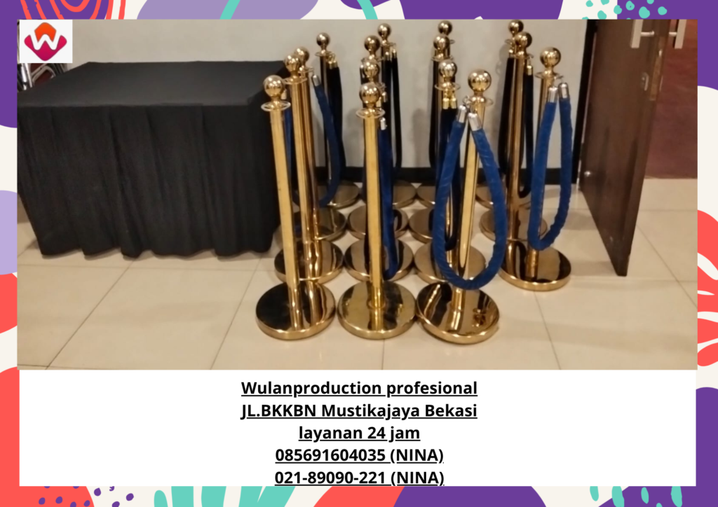 Sewa TIANG Antrian VIP Tali Bludru Merah Hitam Biru Bekasi