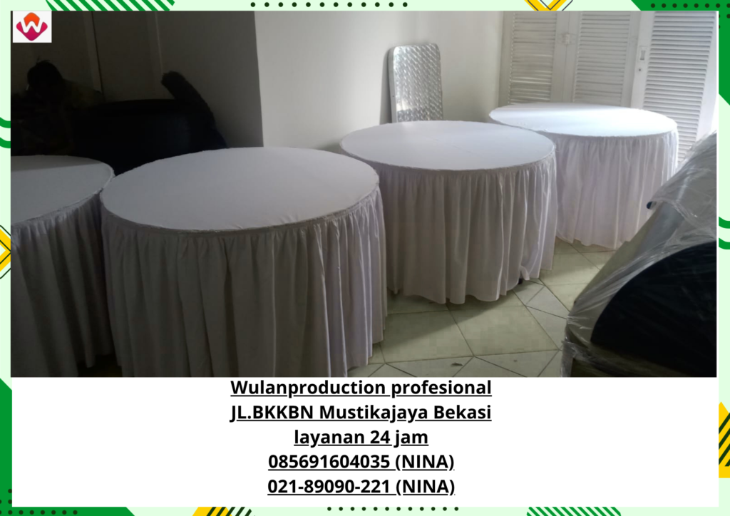 Sewa MEJA BULAT MEJA KOTAK KURSI FUTURA Cover Putih Jakarta (No.HP 085691604035 / 021-89090-221)