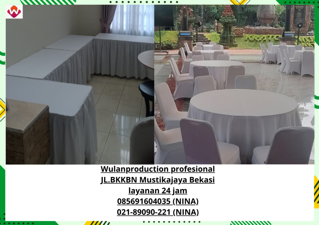 Sewa MEJA BULAT MEJA KOTAK KURSI FUTURA Cover Putih Jakarta (No.HP 085691604035 / 021-89090-221)