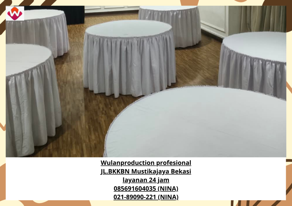 Sewa MEJA BUNDAR Skirting Putih Jakarta (No.Hp 085691604035 / 021-89090-221)