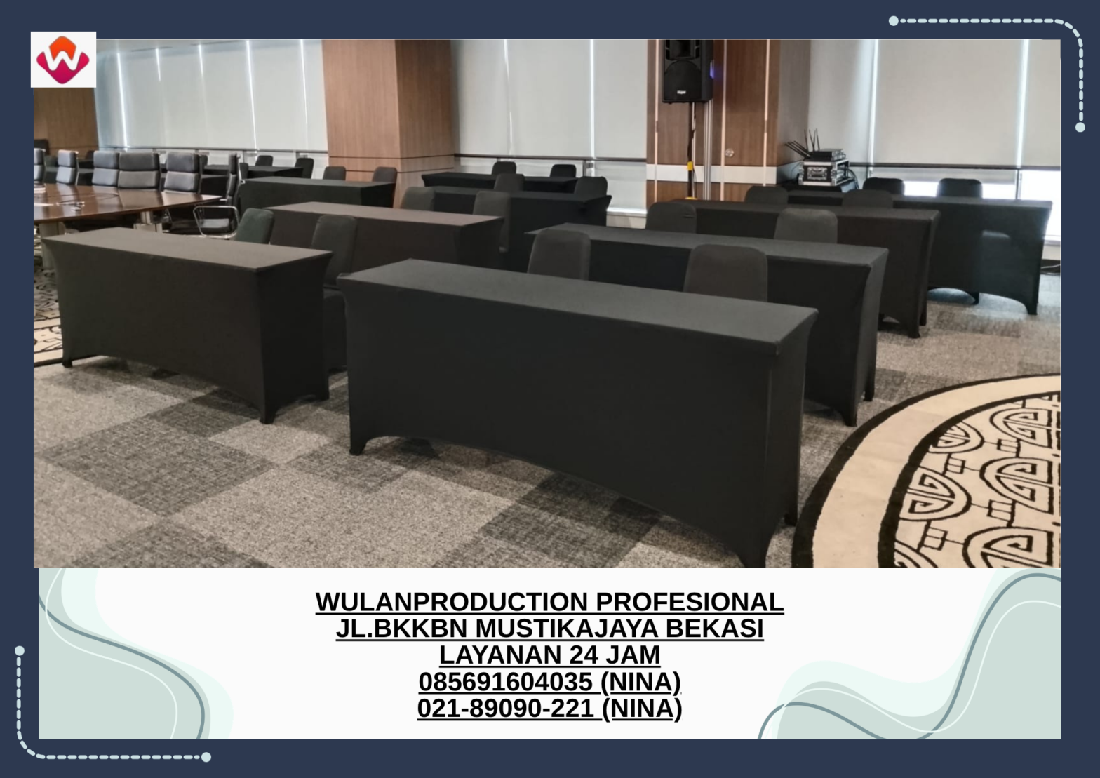 Sewa MEJA IBM Full Cover Hitam Tangerang