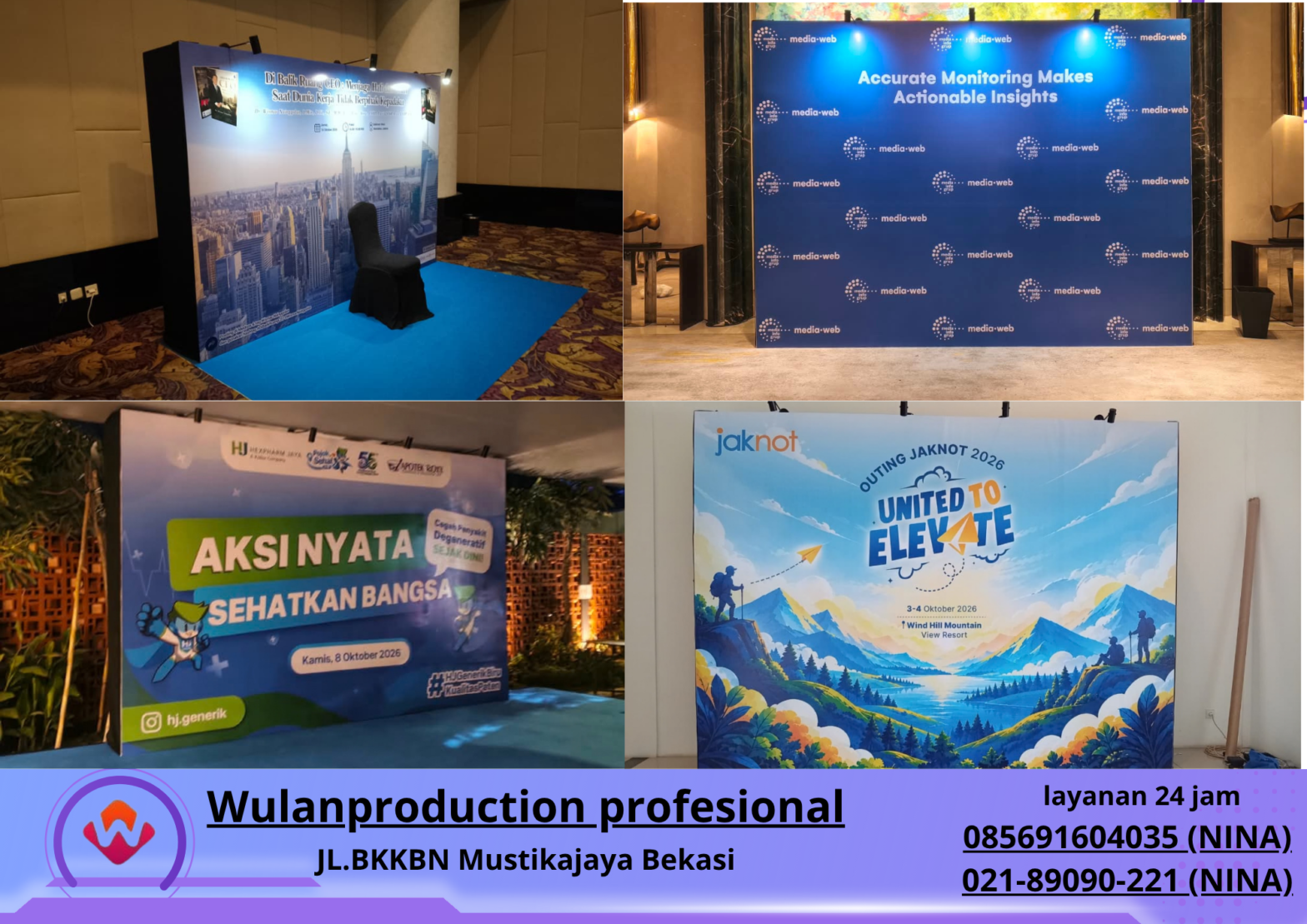 Sewa BACKDROP FLEXY Event Area Margonda Jakarta (No.HP 085691604035 Nina)